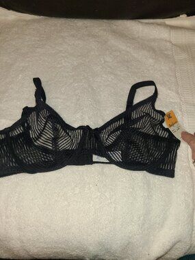 VTG NWT NOS Black Bestform Bra Size 34C Sheer Black Lines Style 6429 RARE!